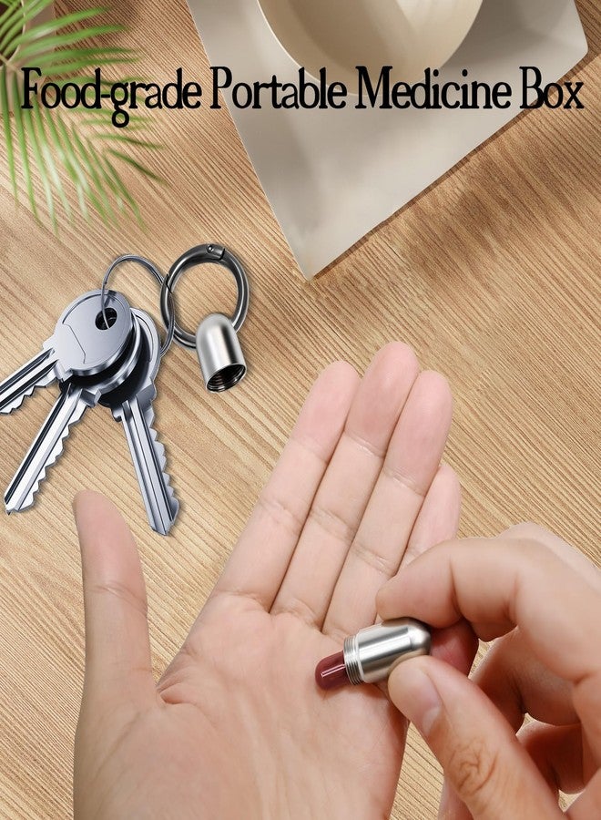 Taefuwr Tiny Keychain Pill Holder, Small Keychain Pill Holder Titanium,Waterproof Tiny Pill Container with Keyring,Mini Portable Titanium Pill Case for Travel for Purse Pocket (Glossy) - Image 5